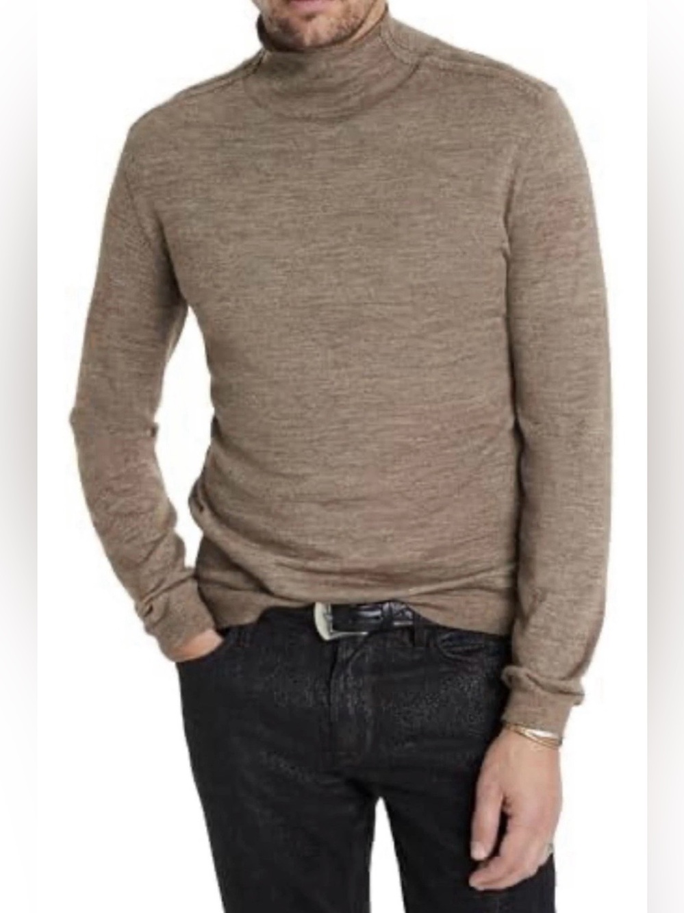 $398 NWT John Varvatos Shirt XL Brown Wool Silk Men's Alonte Mock Neck Sweater